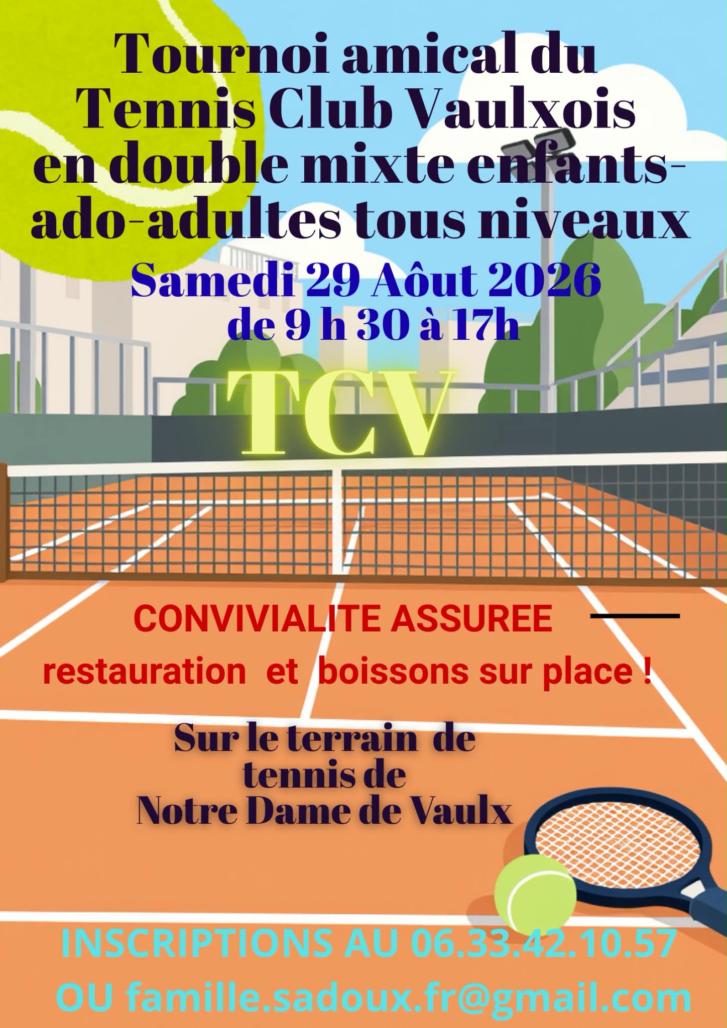 Tournoi amical du Tennis Club Vaulxois à Notre-Dame-de-Vaulx le 29 août 2026 Titre image : Tournoi Tennis Club Vaulxois – 29 août 2026