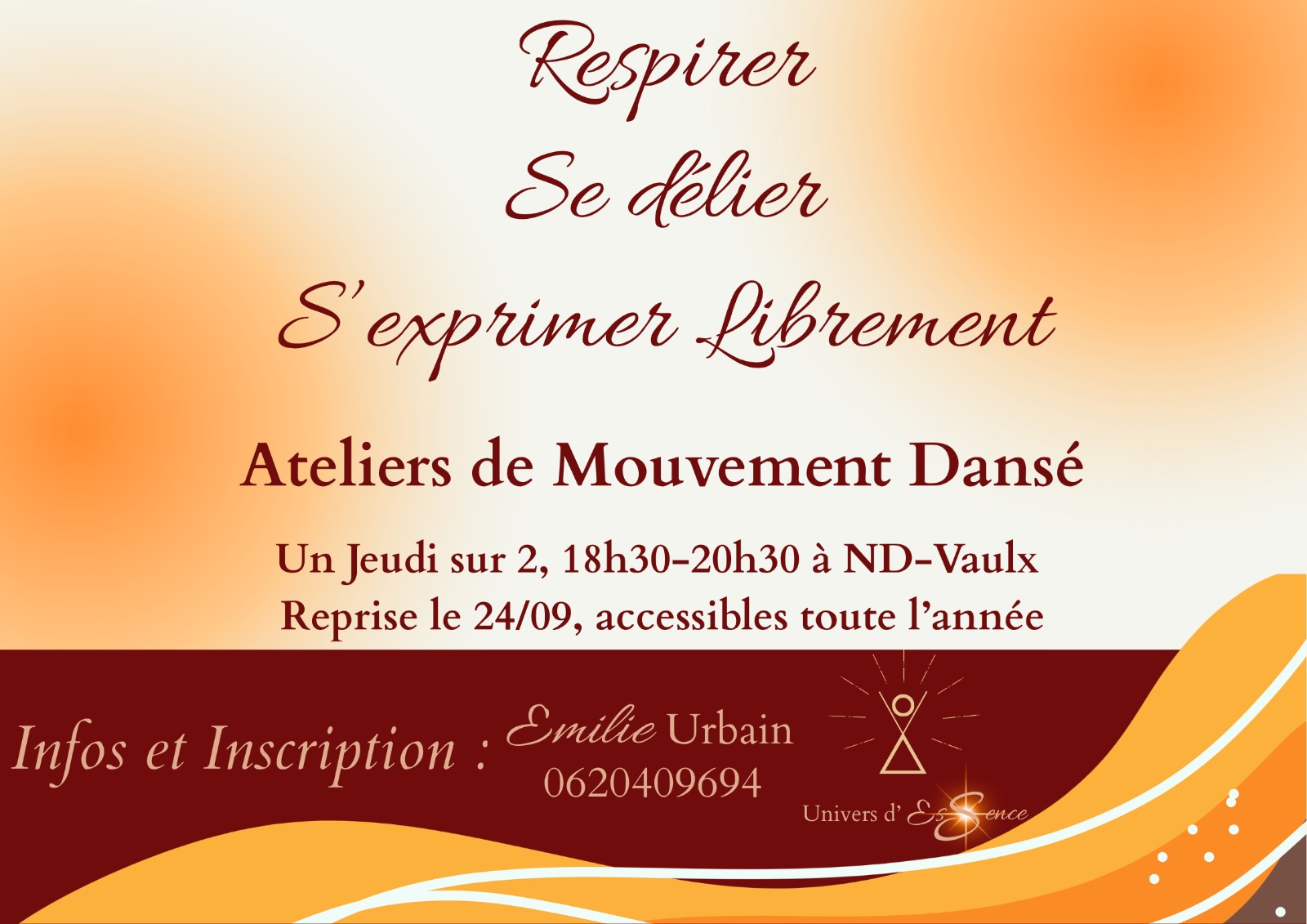 Ateliers de Mouvement Dansé à Notre-Dame-de-Vaulx avec Émilie Urbain