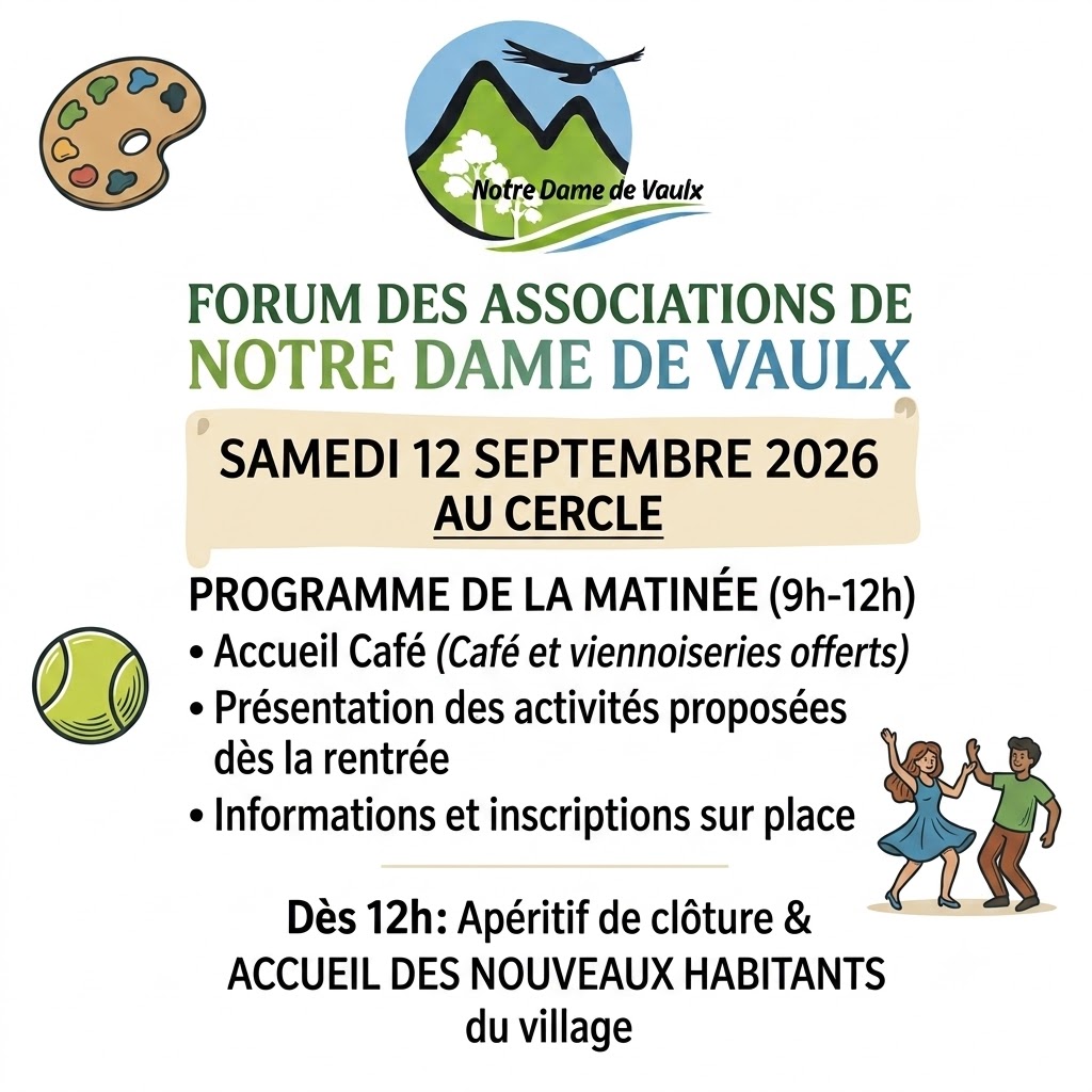 Forum des associations de Notre-Dame-de-Vaulx samedi 12 septembre 2026