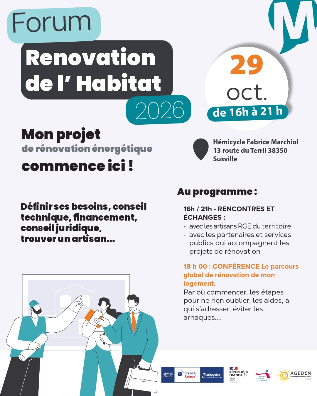 Forum rénovation de l'habitat du 29 octobre 2026 à Susville, information relayée par la mairie de Notre-Dame-de-Vaulx